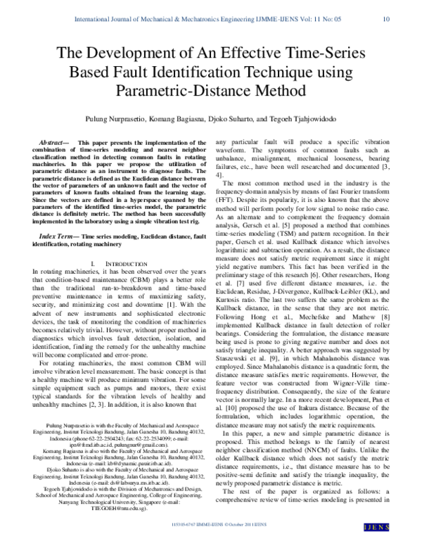 (PDF) The Development of An Effective Time-Series Based Fault ...