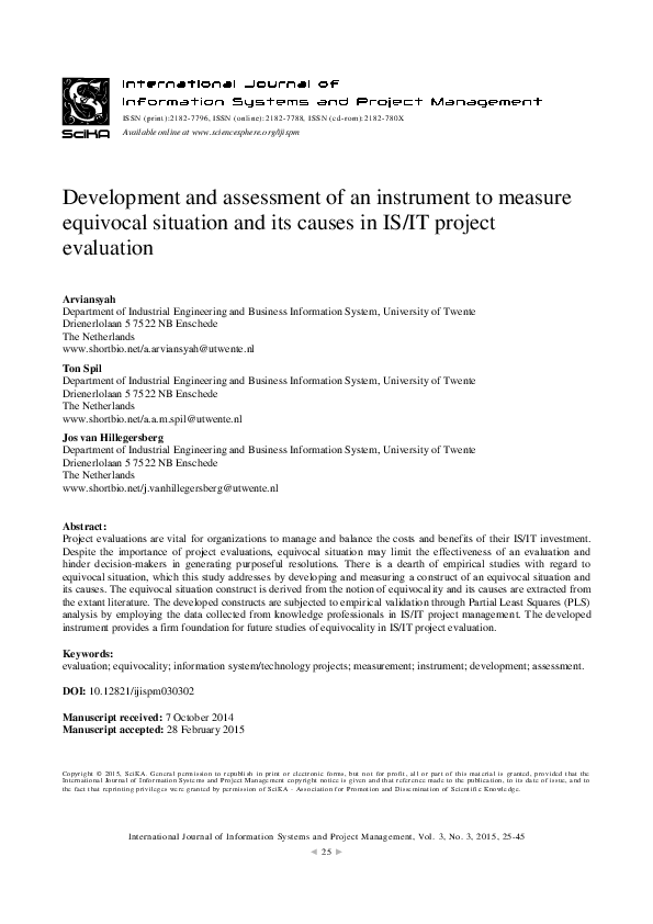 Development and assessment of an instrument to measure equivocal ...