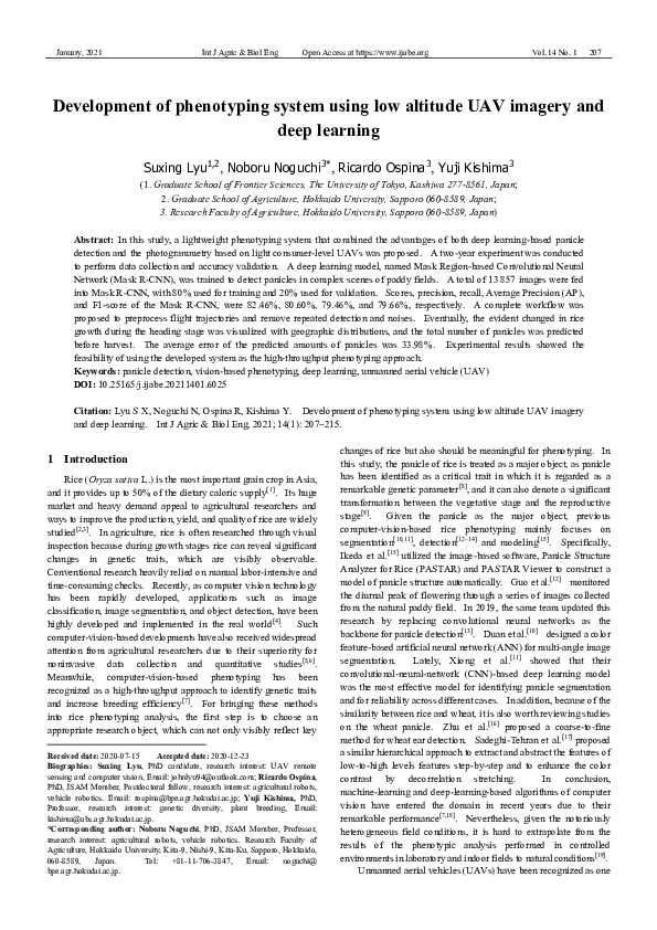 (PDF) Development of phenotyping system using low altitude UAV imagery ...