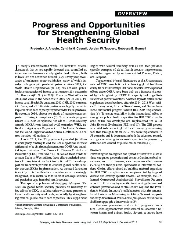 (PDF) Progress and Opportunities for Strengthening Global Health Security