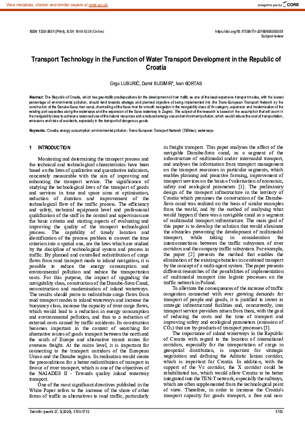 (PDF) Transport Technology in the Function of Water Transport ...