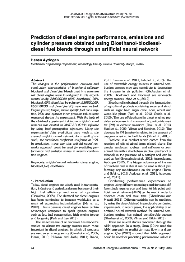 (PDF) Prediction of diesel engine performance, emissions and cylinder ...