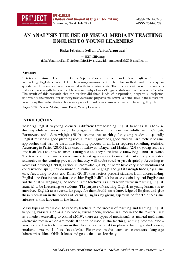 (PDF) An Analysis the Use of Visual Media in Teaching English to Young ...