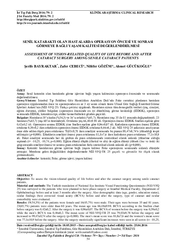 (PDF) Assessment of Vision-Related Quality of Life Before and After ...