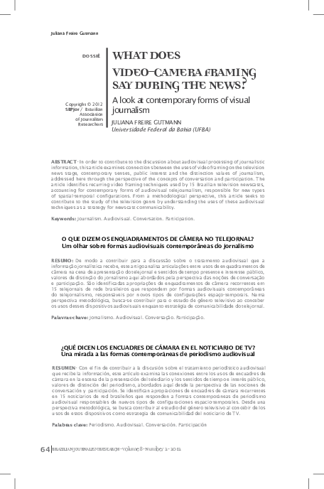 (PDF) What does video-camera framing say during the news? A look at ...