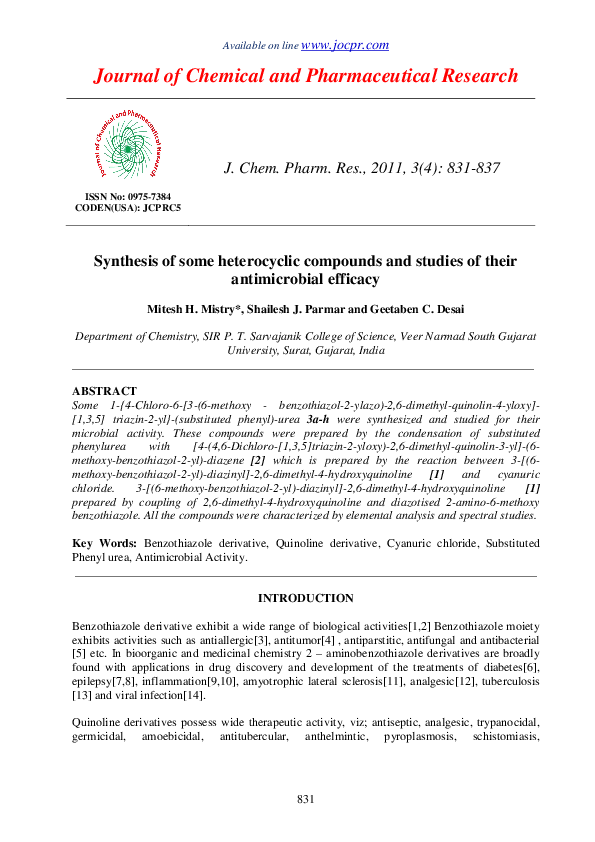 (PDF) Synthesis of some heterocyclic compounds and studies of their ...