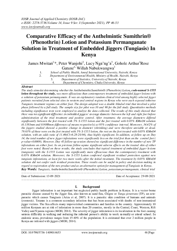 (PDF) Comparative Efficacy of the Anthelmintic Sumithrin® (Phenothrin