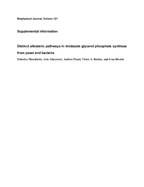 (PDF) Distinct allosteric pathways in imidazole glycerol phosphate ...