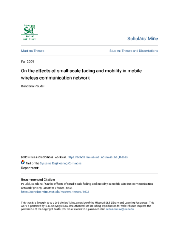 (PDF) On the Effects of Small-scale Fading and Mobility in Mobile ...