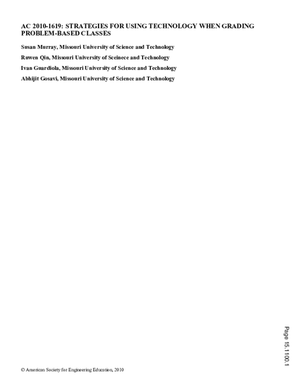 (PDF) Strategies For Using Technology When Grading Problem Based Classes