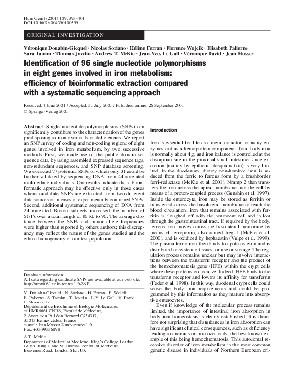 (PDF) Identification of 96 single nucleotide polymorphisms in eight ...