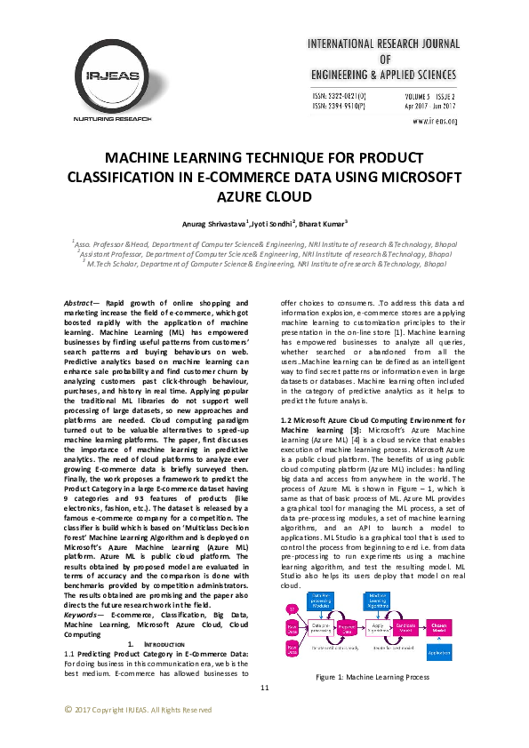 (PDF) Machine Learning Technique for Product Classification in E ...