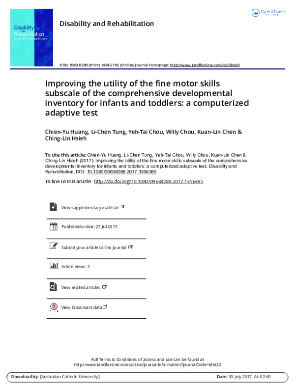 (PDF) Improving the utility of the fine motor skills subscale of the ...