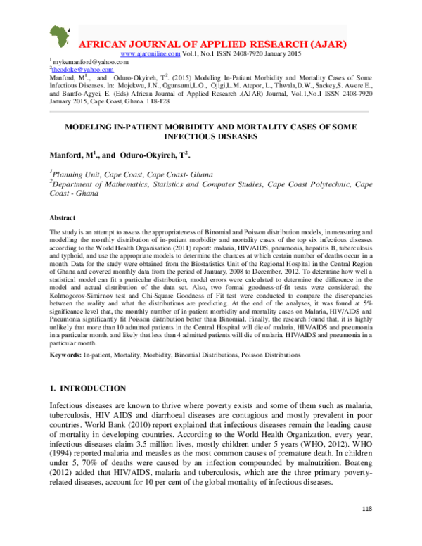 (PDF) Modeling In-Patient Morbidity and Mortality Cases of Some ...