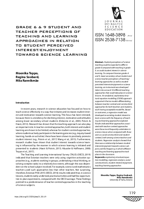 (PDF) Grade 6 9 Student and Teacher Perceptions of Teaching and ...