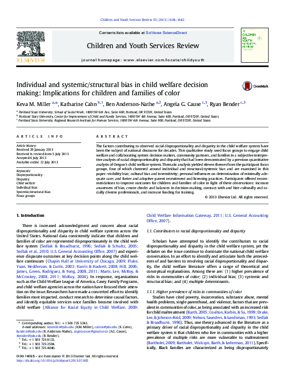 New Study Systemic Bias In Child Welfare Leaving Children Behind - zpszpfr