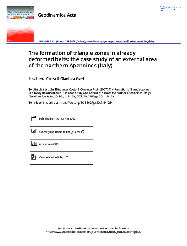 (PDF) The formation of triangle zones in already deformed belts: the ...