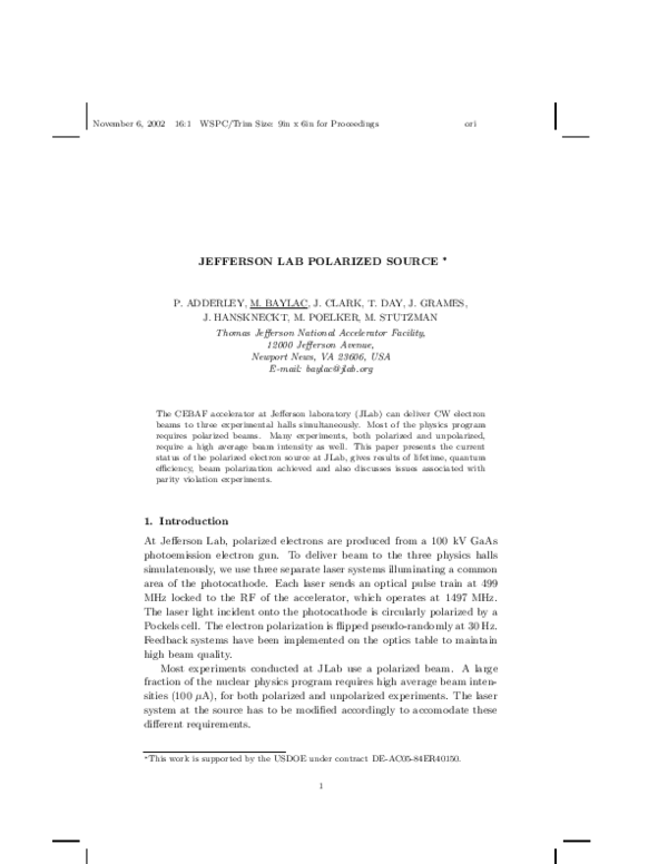 (PDF) Jefferson Lab Polarized Source
