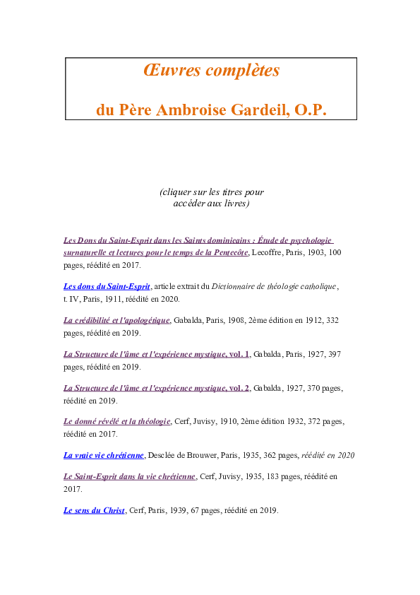 (DOC) Oeuvres complètes du Père Ambroise GARDEIL, OP Sr Pascale