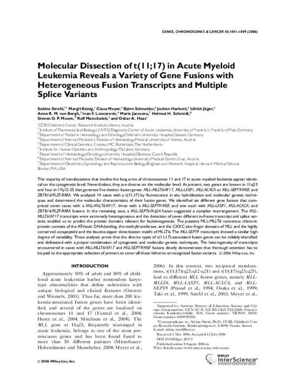(PDF) Molecular dissection of t(11;17) in acute myeloid leukemia ...