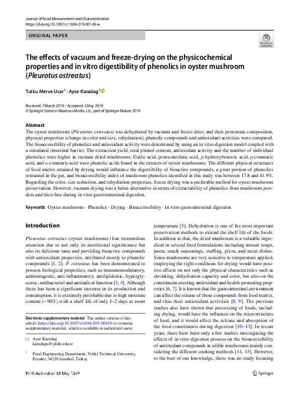 (PDF) The effects of vacuum and freeze-drying on the physicochemical ...