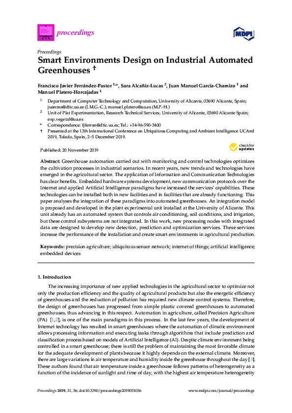 (PDF) Smart Environments Design on Industrial Automated Greenhouses
