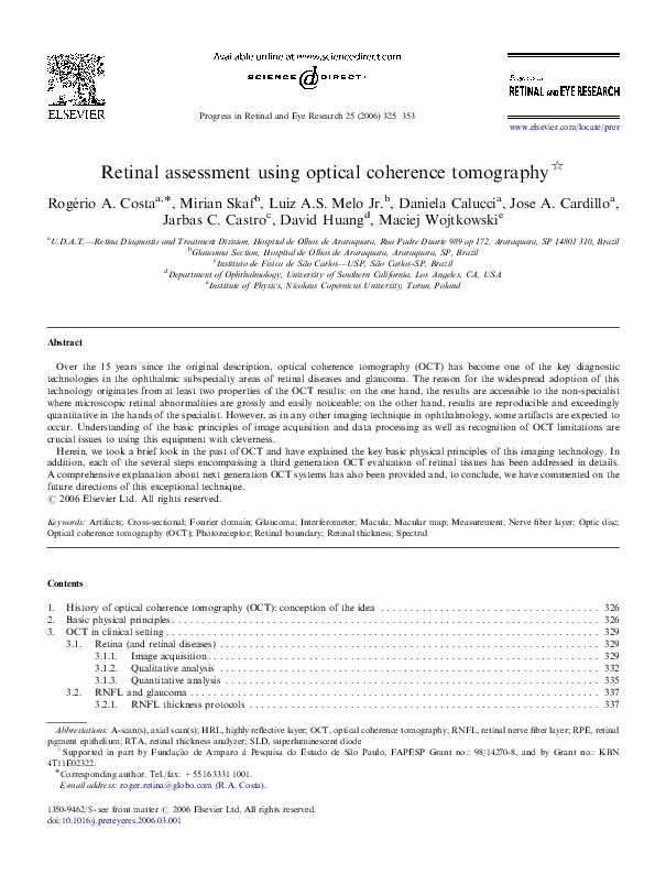 (PDF) Retinal assessment using optical coherence tomography