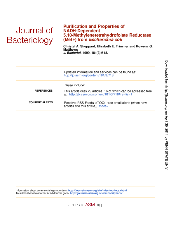 (PDF) (MetF) from Escherichia coli