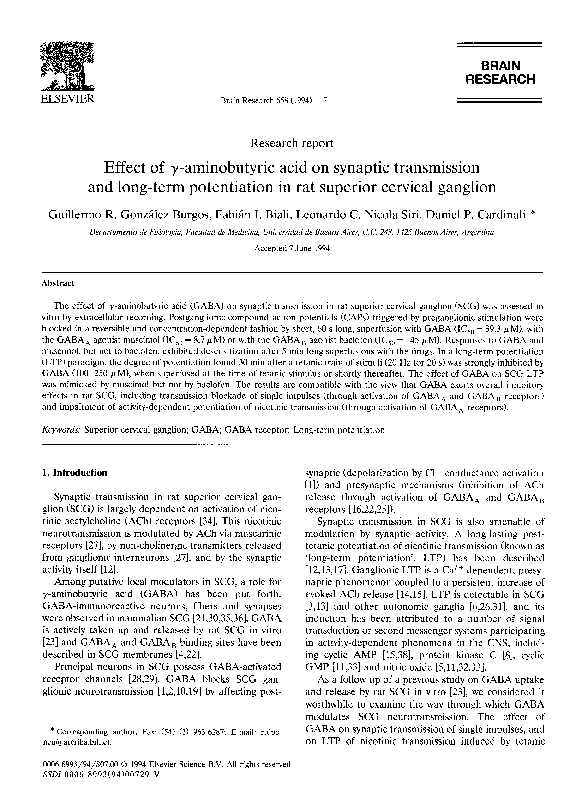 (PDF) Effect of γ-aminobutyric acid on synaptic transmission and long ...