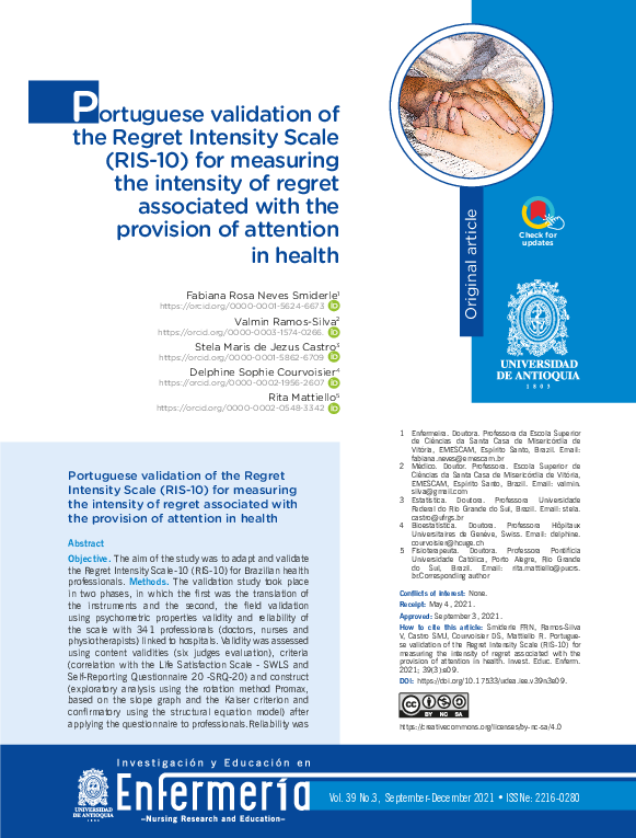 (PDF) Portuguese validation of the Regret Intensity Scale (RIS-10) for ...