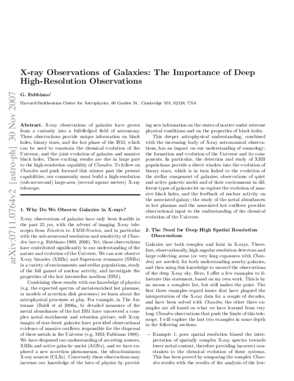 (PDF) X-ray Observations of Galaxies: The Importance of Deep High ...