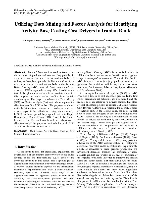 (PDF) Utilizing Data Mining and Factor Analysis for Identifying ...