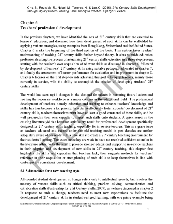 (PDF) Chapter 6. Teachers' Professional Development