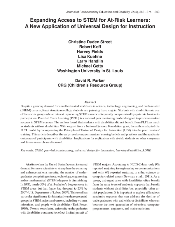 (PDF) Expanding Access to STEM for At-Risk Learners: A New Application ...