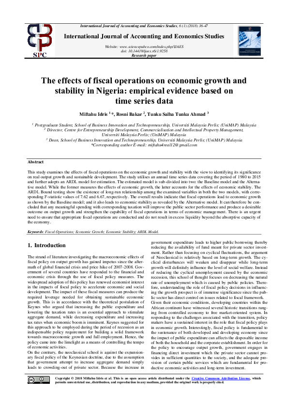 (PDF) The effects of fiscal operations on economic growth and stability ...