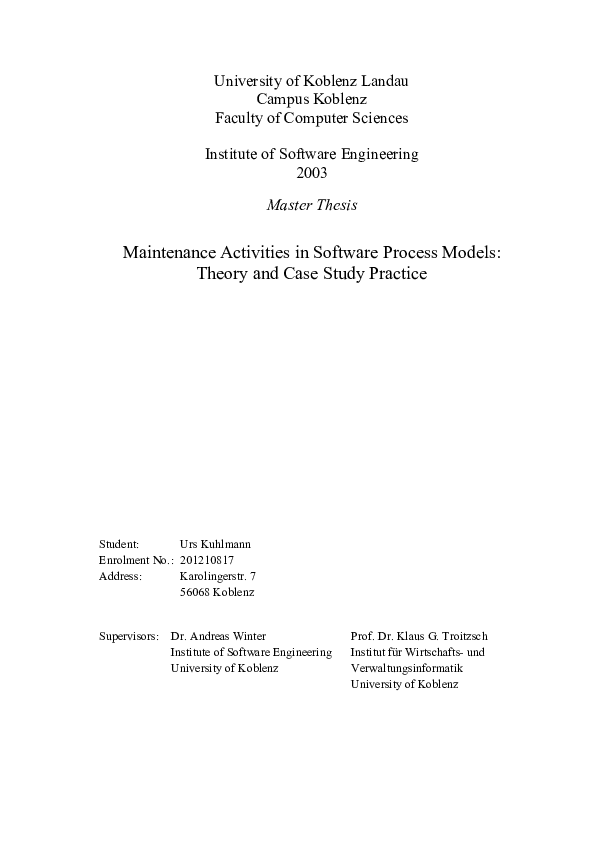 (PDF) Maintenance Activities in Software Process Models: Theory and ...