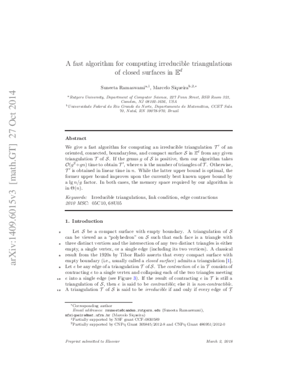 (PDF) A fast algorithm for computing irreducible triangulations of ...