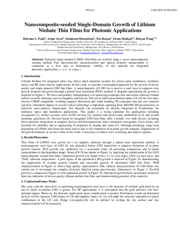 (PDF) Nanocomposite-seeded Single-Domain Growth of Lithium Niobate Thin ...