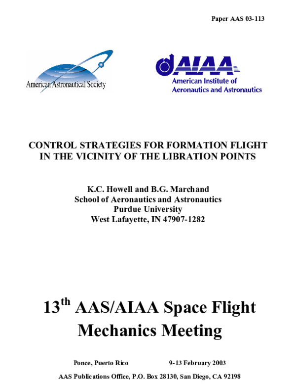 (PDF) Control Strategies for Formation Flight In the Vicinity of the ...