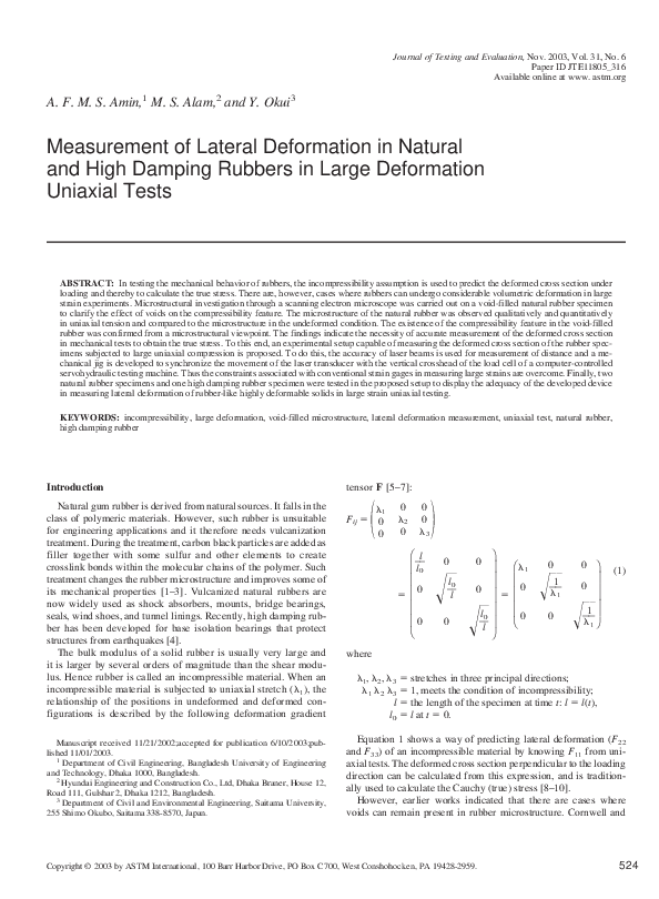 (PDF) Measurement of Lateral Deformation in Natural and High Damping ...
