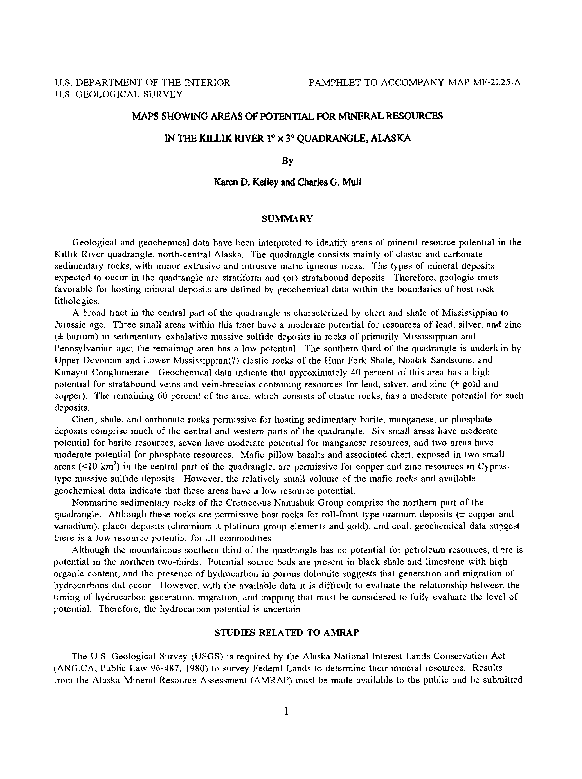 (PDF) Maps showing areas of potential for mineral resources in the