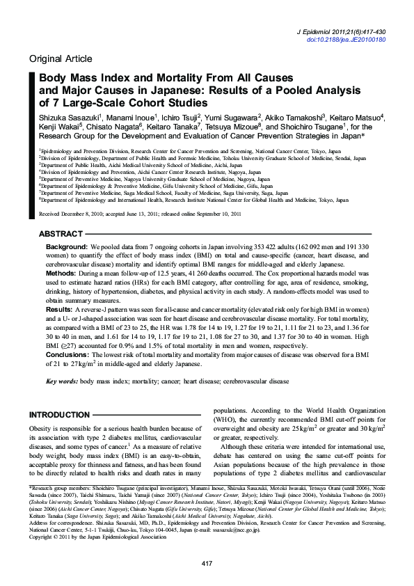 (PDF) Body Mass Index and Mortality From All Causes and Major Causes in ...