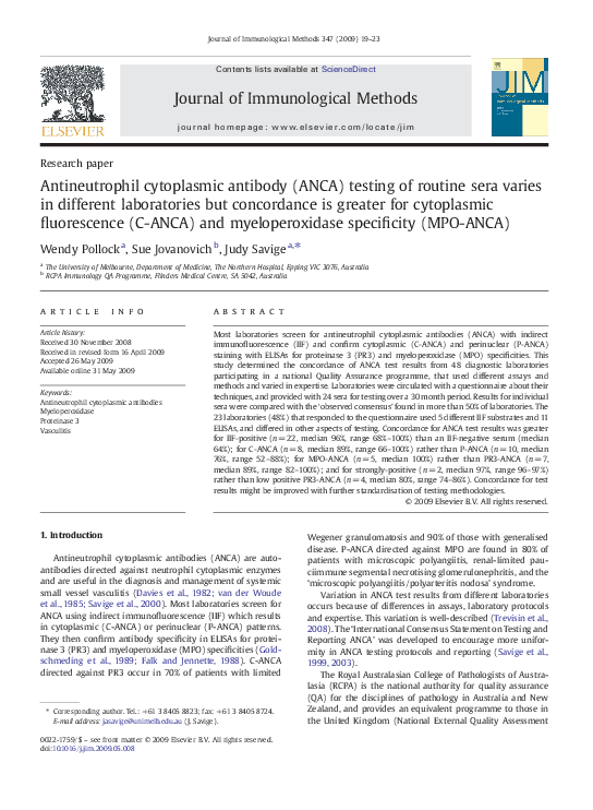 (PDF) Antineutrophil cytoplasmic antibody (ANCA) testing of routine ...