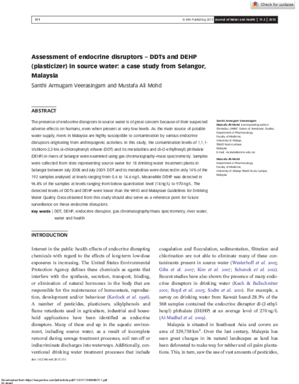 (PDF) Assessment of endocrine disruptors – DDTs and DEHP (plasticizer ...