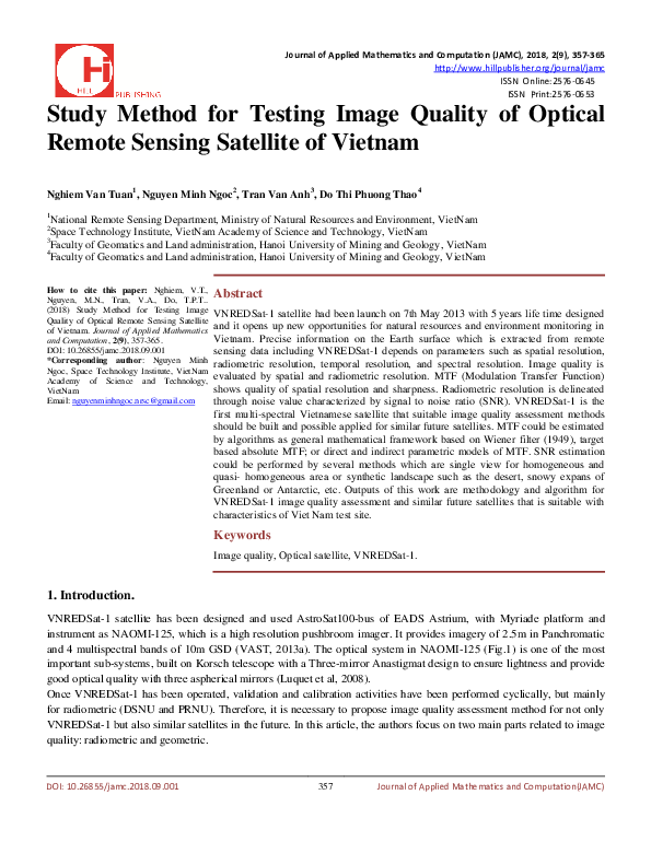 (PDF) Study Method for Testing Image Quality of Optical Remote Sensing ...