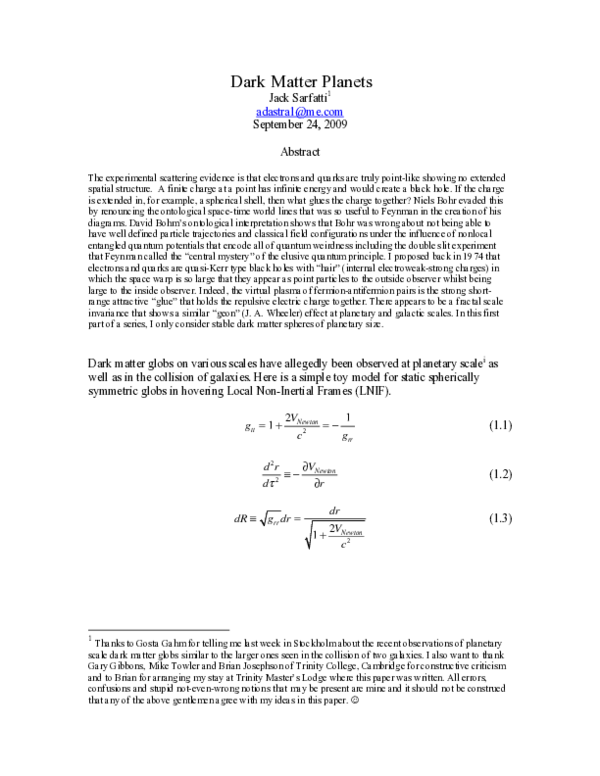 (PDF) Dark Matter Planets
