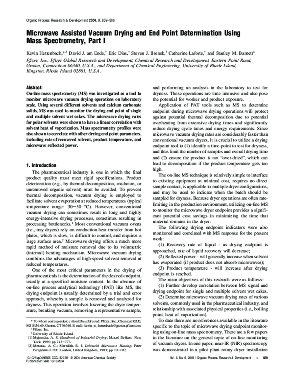(PDF) Microwave Assisted Vacuum Drying and End Point Determination ...