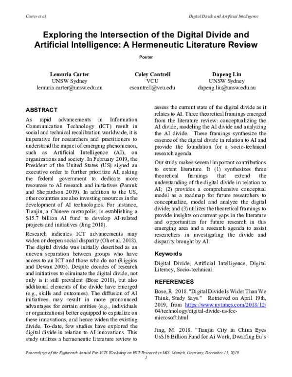 (PDF) Exploring the Intersection of the Digital Divide and Artificial ...