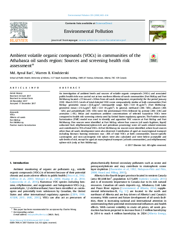 (PDF) Ambient volatile organic compounds (VOCs) in communities of the ...