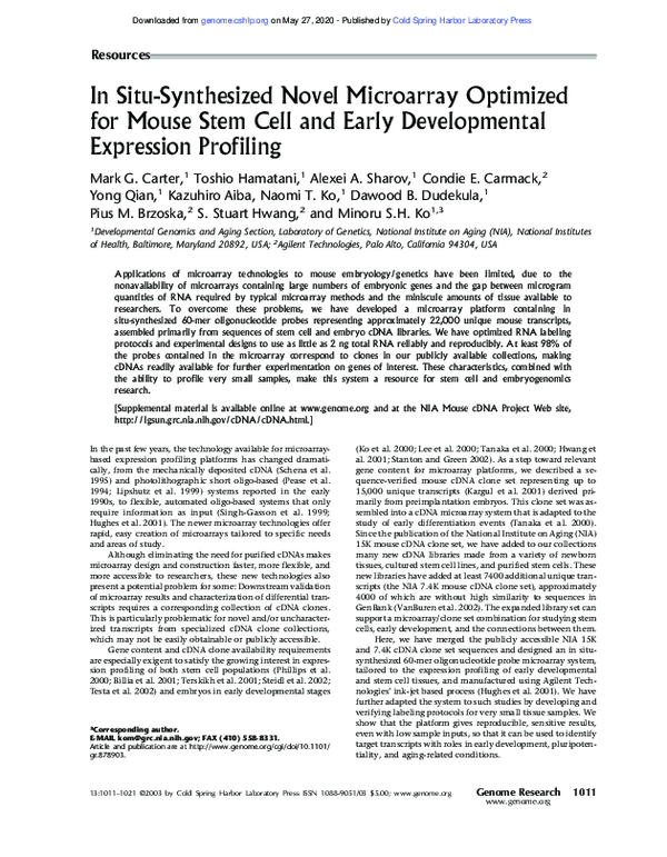 (PDF) In Situ-Synthesized Novel Microarray Optimized for Mouse Stem ...